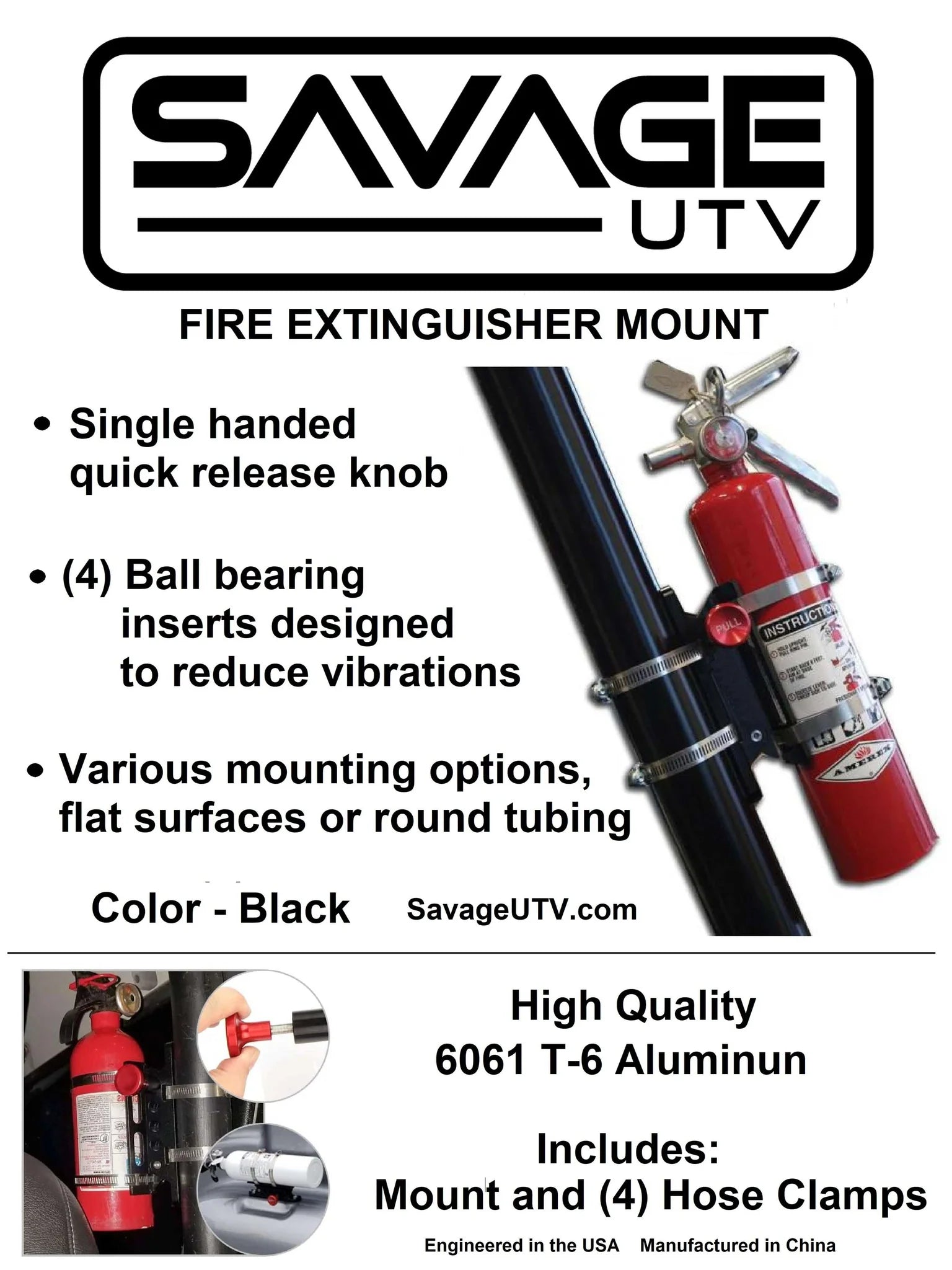 Fire Extinguisher Mount: 6061-T6 Billet Aluminum