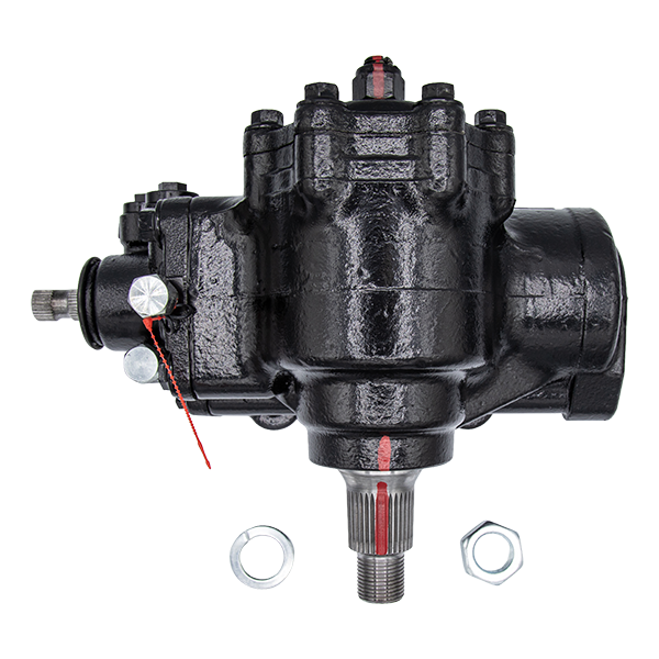 BIG BORE XD Cylinder Assist Steering Gearbox for '07-10 Ford F250/F350 Super Duty Front View