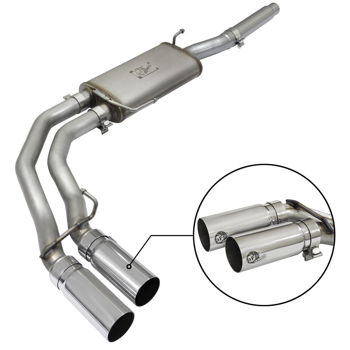 04-08 Ford F150 Rebel Series Stainless Steel Cat Back AFE Power Polished Exhaust Tip display