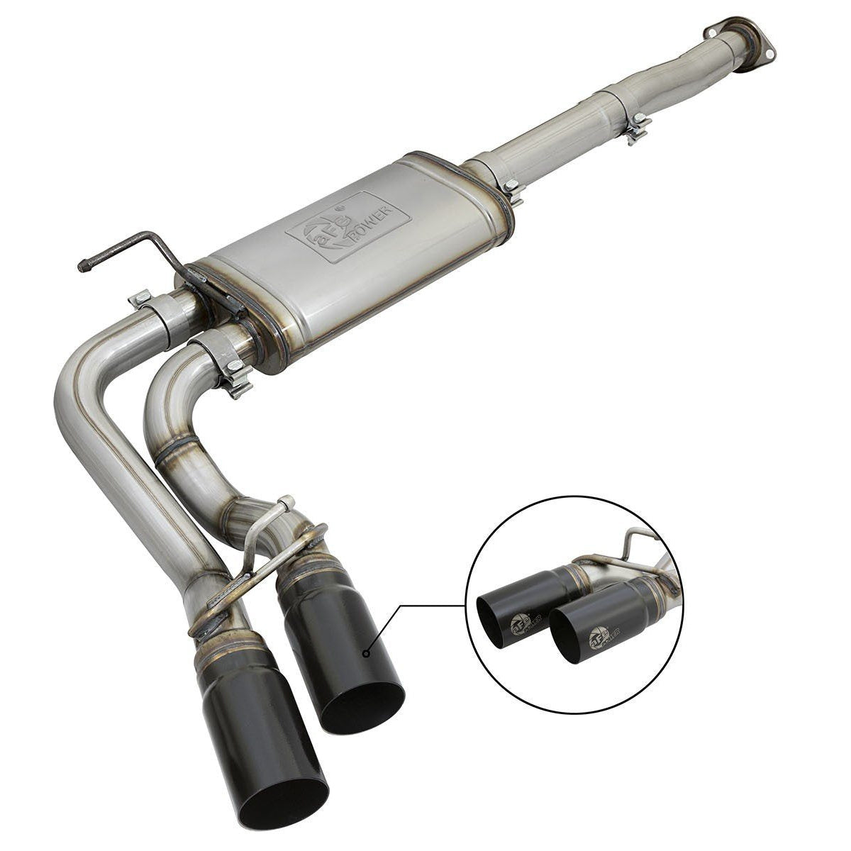 05-15 Toyota Tacoma 3" Rebel Series Stainless Steel Cat w/Black Exhaust Tip AFE Power display