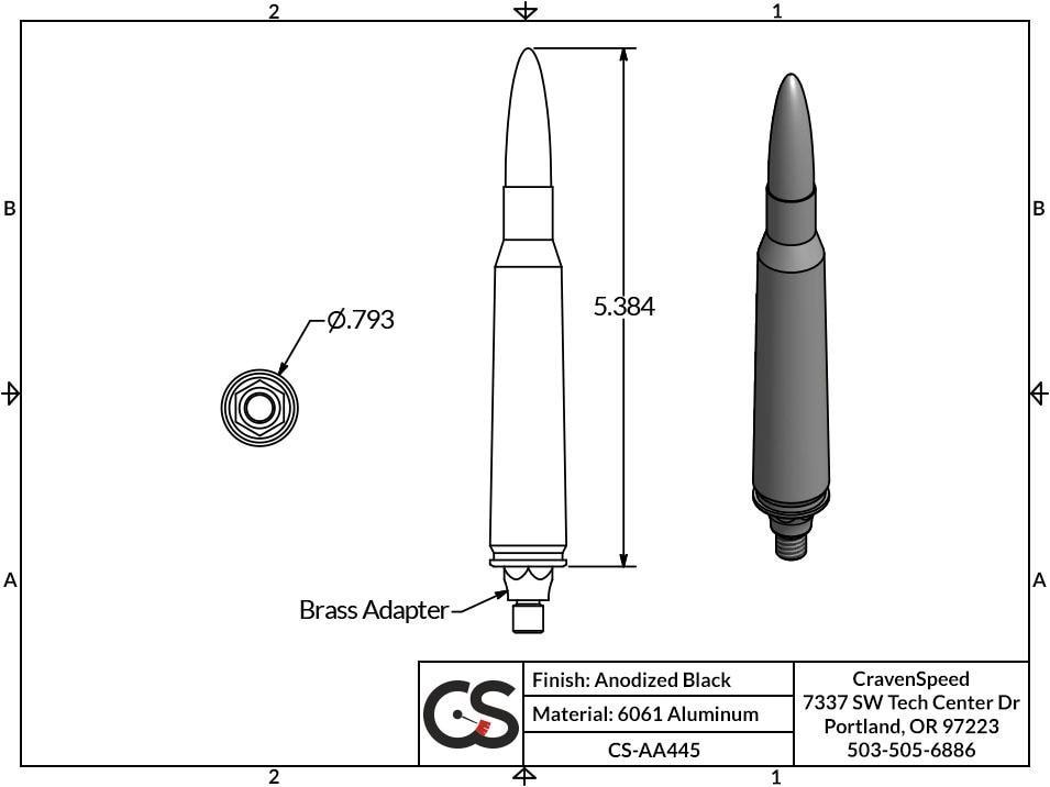 '07-17 Jeep JK Bullet Style Stubby Antenna Communication CravenSpeed  design