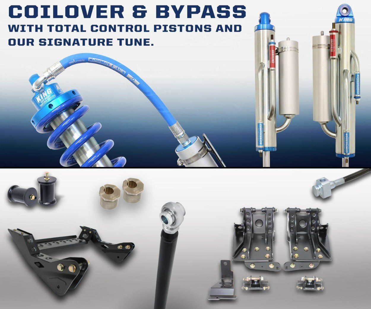 '08-10 Ford F250/350 2.5 Coilover Bypass System-4.5" Lift Display of Included Parts 