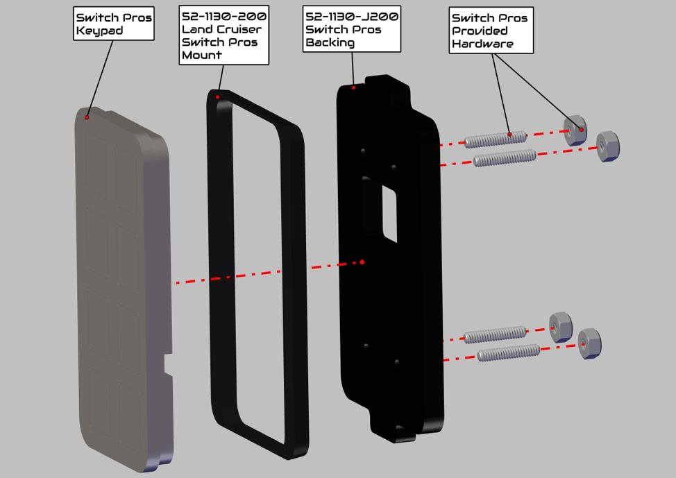 '08-21 200 Series Toyota Land Cruiser SDHQ Built Switch-Pros Vertical Keypad Mount design