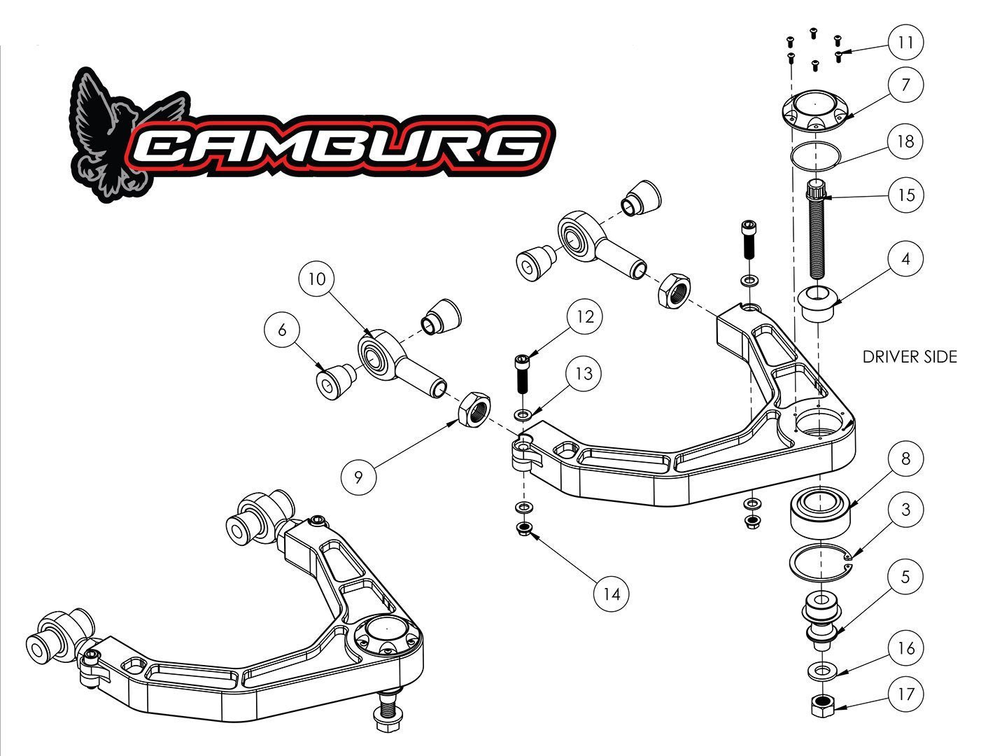 '17-24 Ford Raptor Camburg Kinetik Billet Upper Control Arms 3D Design 