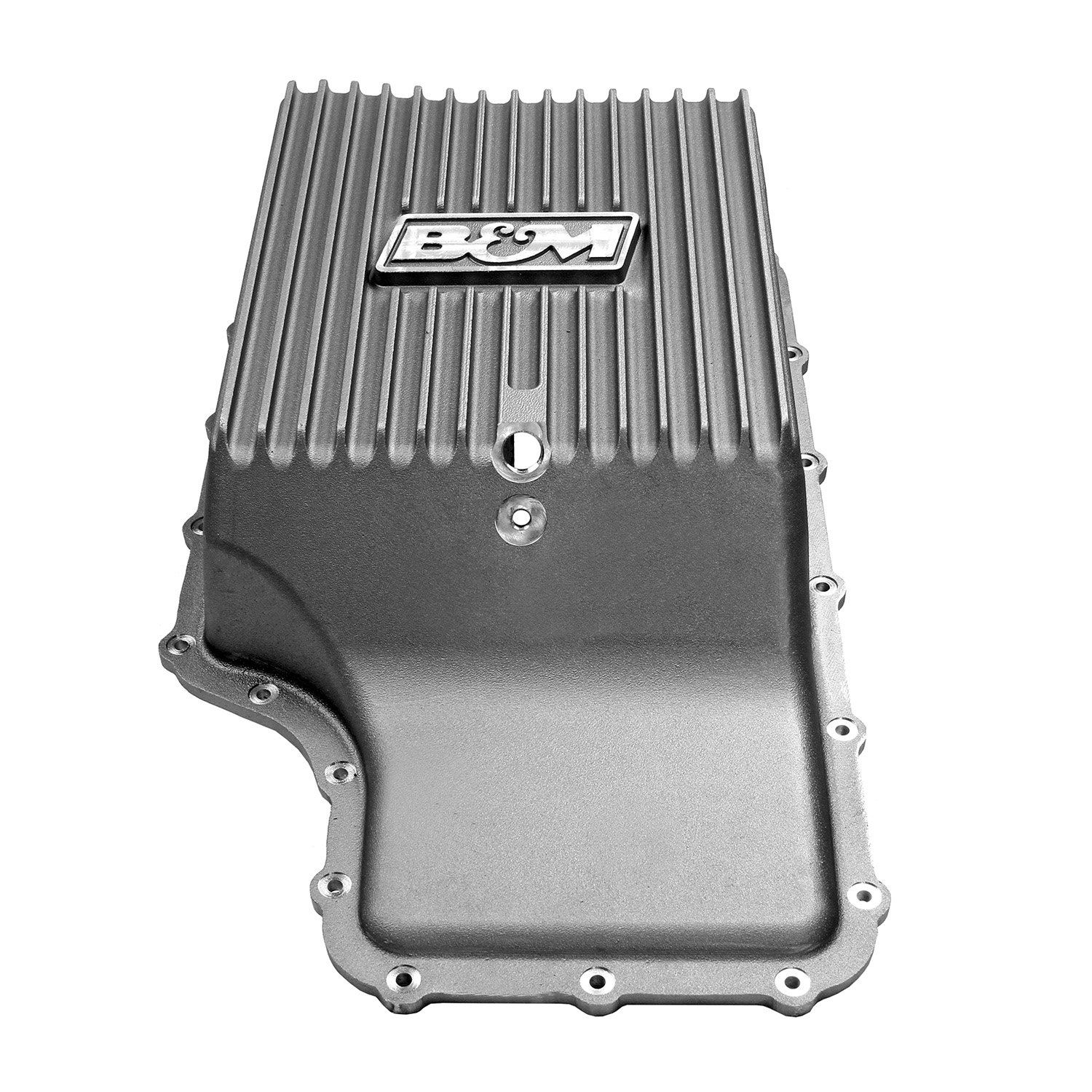 '11-21 Ford F250/F350 B&M HI-TEK Deep Transmission Pan - Natural Drivetrain B&M Display (Angled Top View)