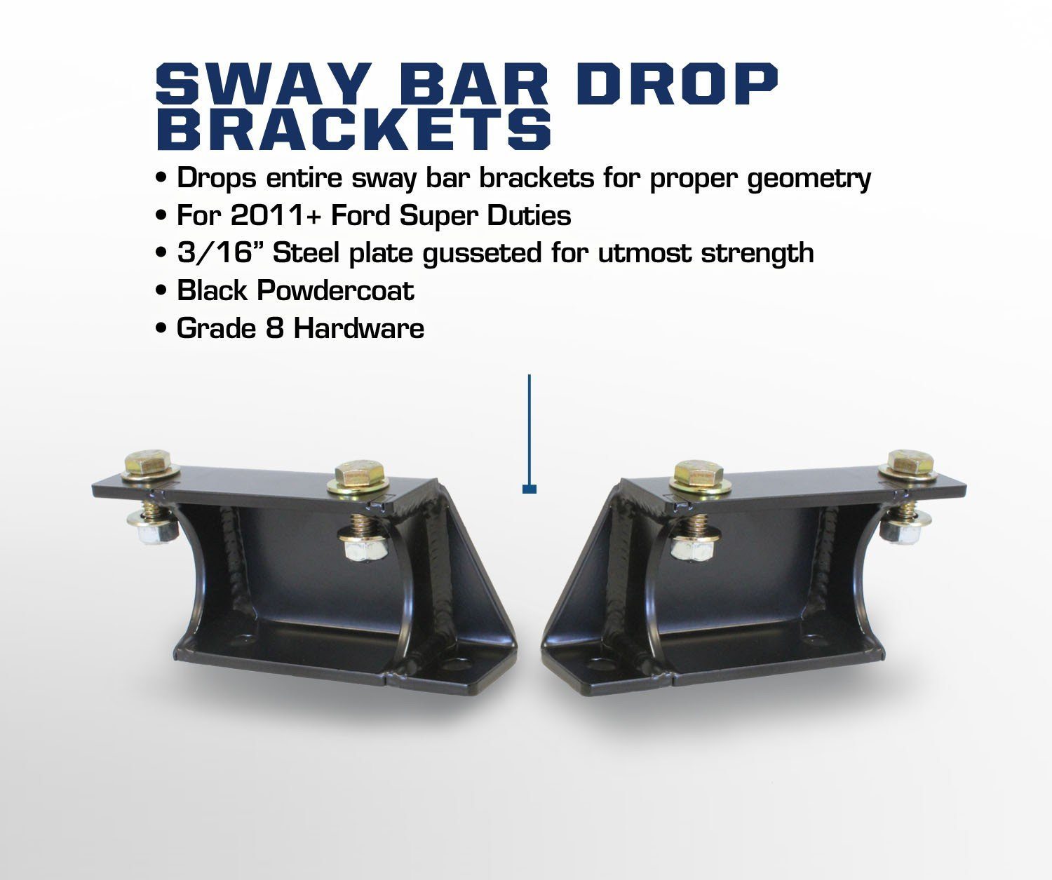 '11-16 Ford F250/350 Sway Bar Drop Bracket Display and Benefits 