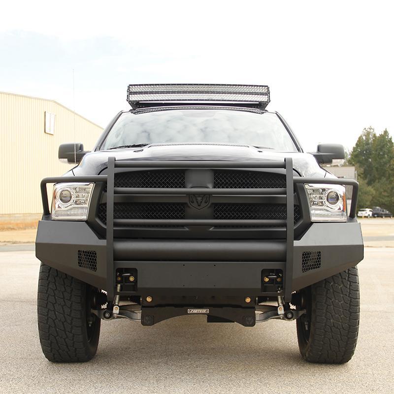 13-18 Dodge Ram 1500 Black Steel Elite Series Front Bumper Display on Vehicle 