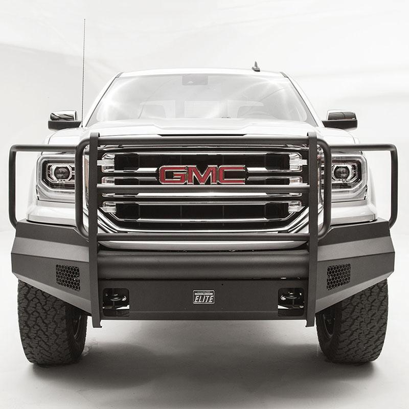 14-18 GMC 1500 Black Steel Elite Series Front Bumper w/Full Grill Guard Fab Fours 