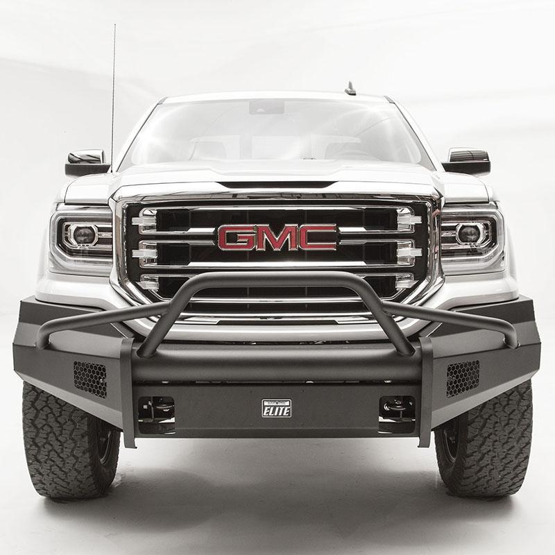 14-18 GMC 1500 Black Steel Elite Series Front Bumper Pre-Runner Style Fab Fours display