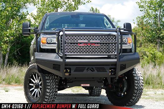 15-19 GMC 2500/3500HD Black Steel Elite Series Front Bumper Fab Fours display