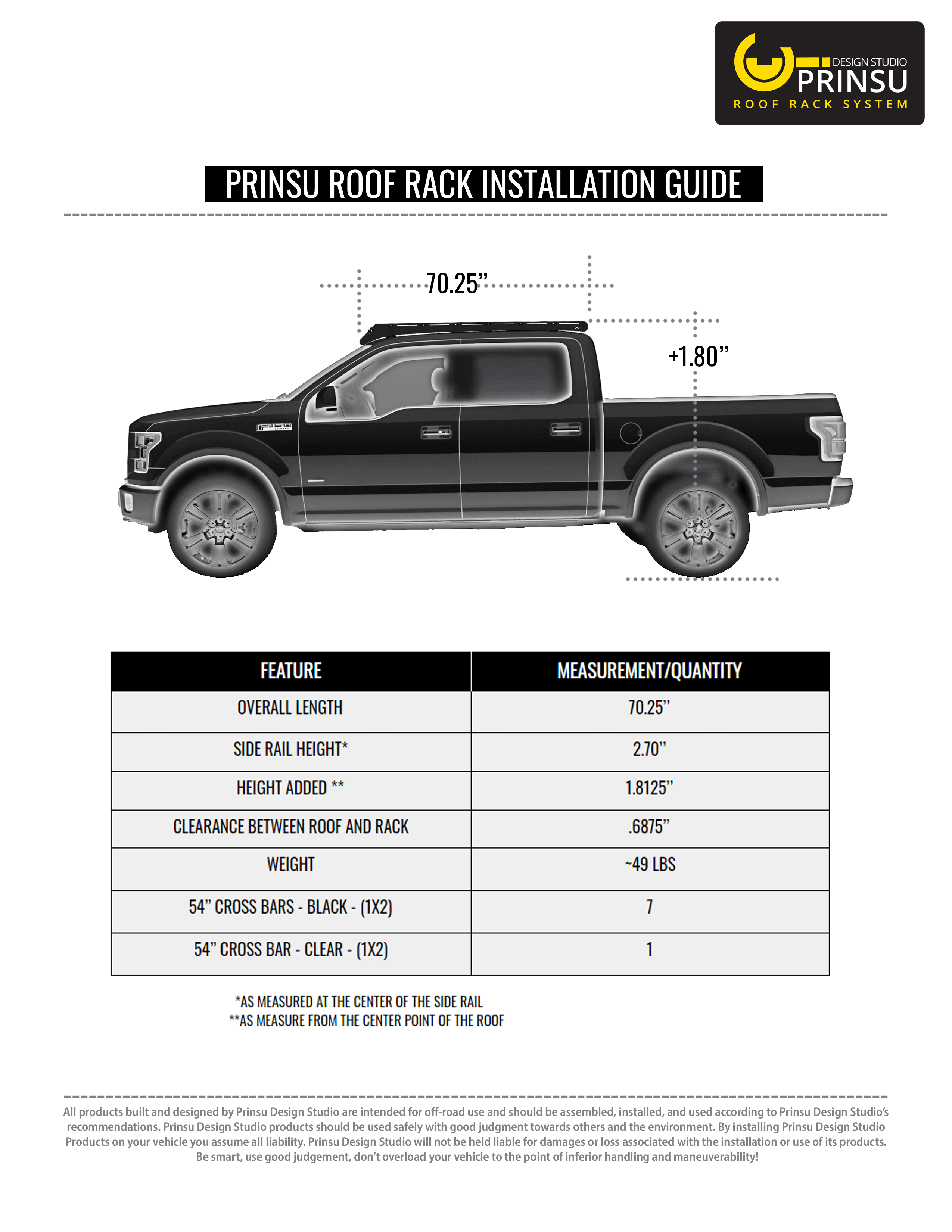 '15-18 Ford F150 Crew Cab Roof Rack Prinsu Designs description