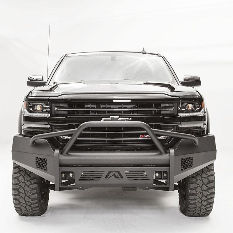 '16-18 Chevrolet 1500 Black Steel Elite Series Front Bumper Pre-Runner Style Fab Fours display