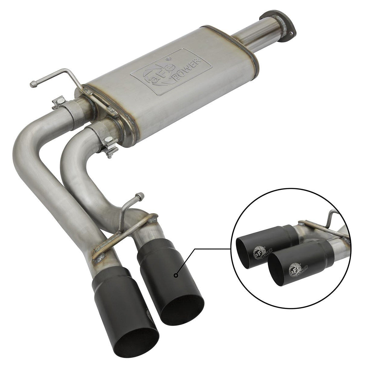 '16-23 Toyota Tacoma 3"-2 1/2" Rebel Series Middle-Side Exit Exhaust System w/Black Exhaust Tip AFE Power display