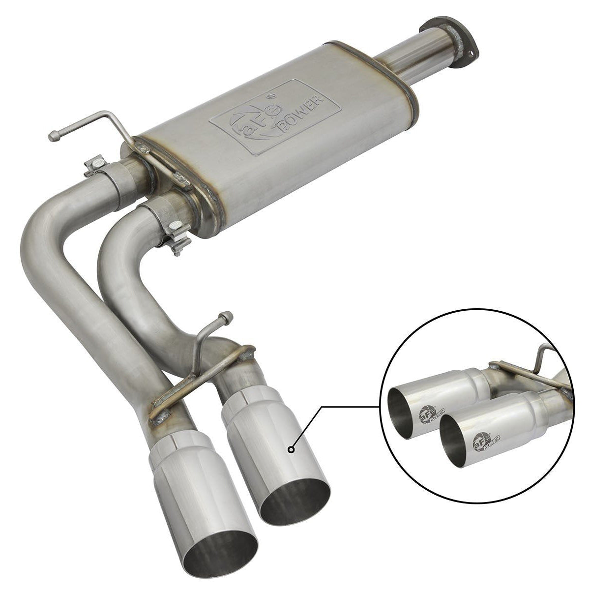 '16-23 Toyota Tacoma 3"-2 1/2" Rebel Series Middle-Side Exit Exhaust System w/Polished Exhaust Tip AFE Power display