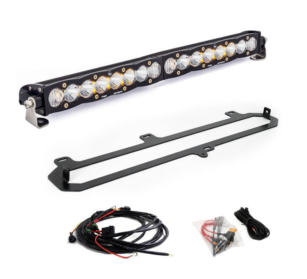 '22-23 Toyota Tundra TRD Grille Baja Designs 20" S8 OEM Replacement LED Light Bar Kit Display of Included Parts 