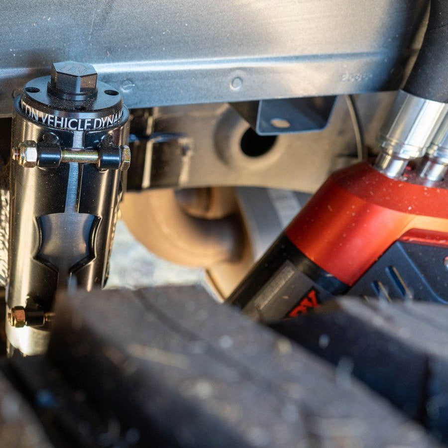 '17-18 Ford Raptor 3.0 Fox Factory Series Piggyback QAB Rear Shocks Close-up Display on Vehicle 