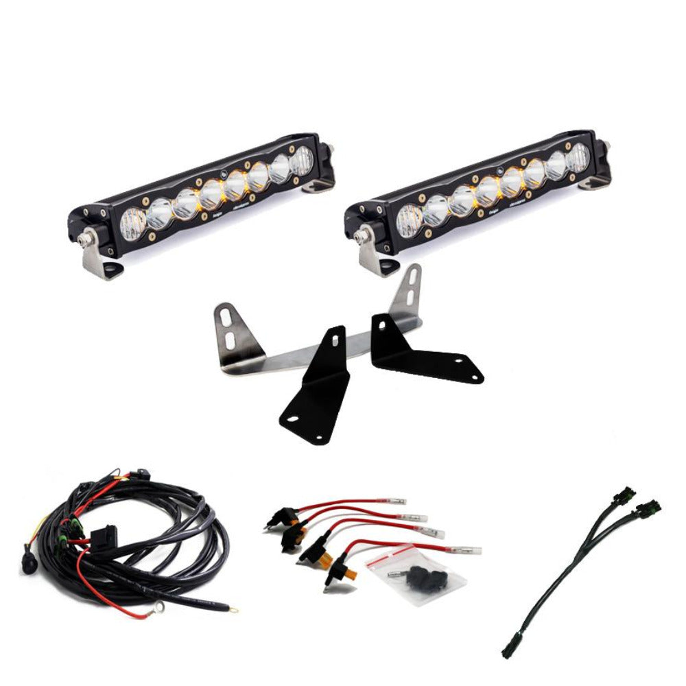 '18-20 Ford F150 Baja Designs Dual 10" S8 Series LED Light Bar Kit Lighting Baja Designs Display of Included Parts 