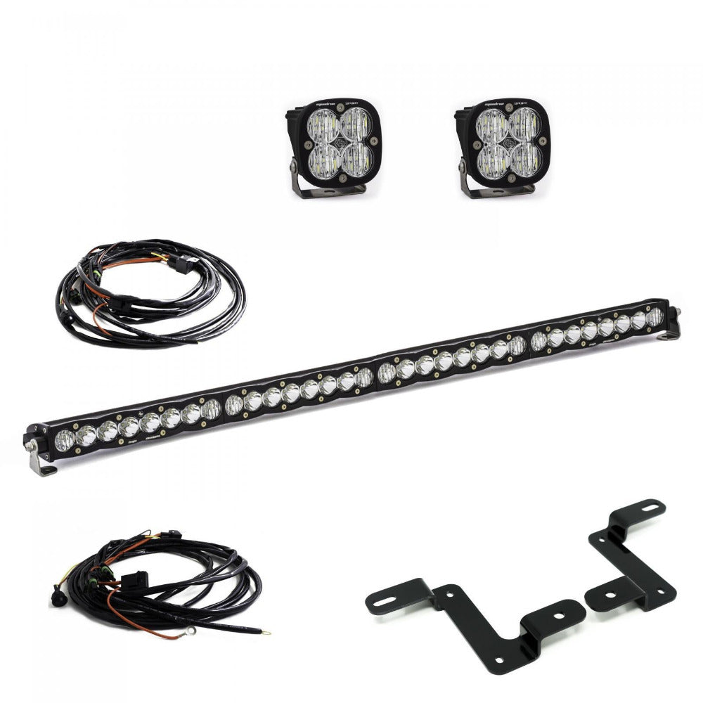 '18-22 Jeep JL Squadron Series & 40" S8 Cowl Mounting Kit Lighting Baja Designs Display of included Parts 