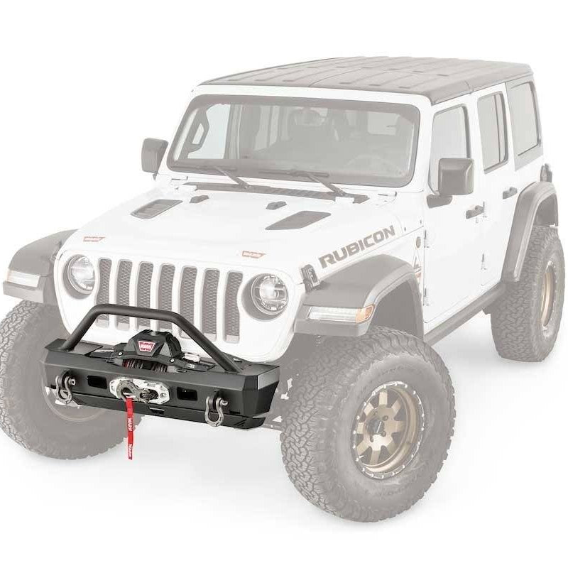 '18-23 Jeep JL Elite Series Stubby Bumper With Bullbar Warn Industries display
