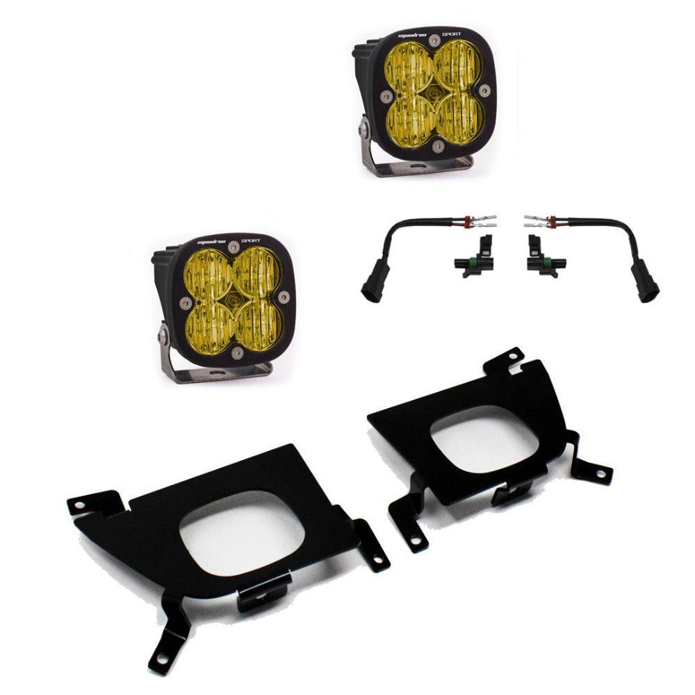 '19-22 Chevy 1500 Fog Light Kit Lighting Baja Designs Amber Display of Included Parts