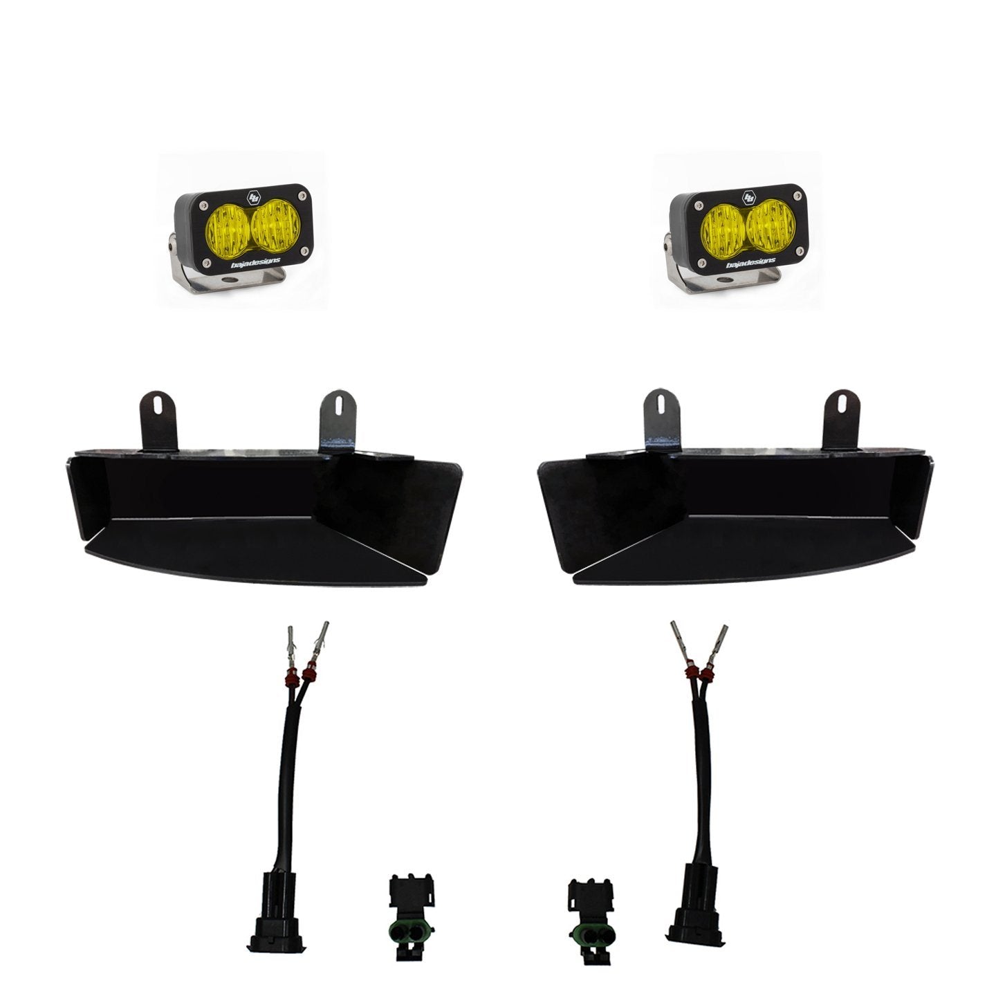 '19-21 Ram 2500/3500 S2 Fog Pocket Kit Lighting Baja Designs Amber Display of Included Parts 