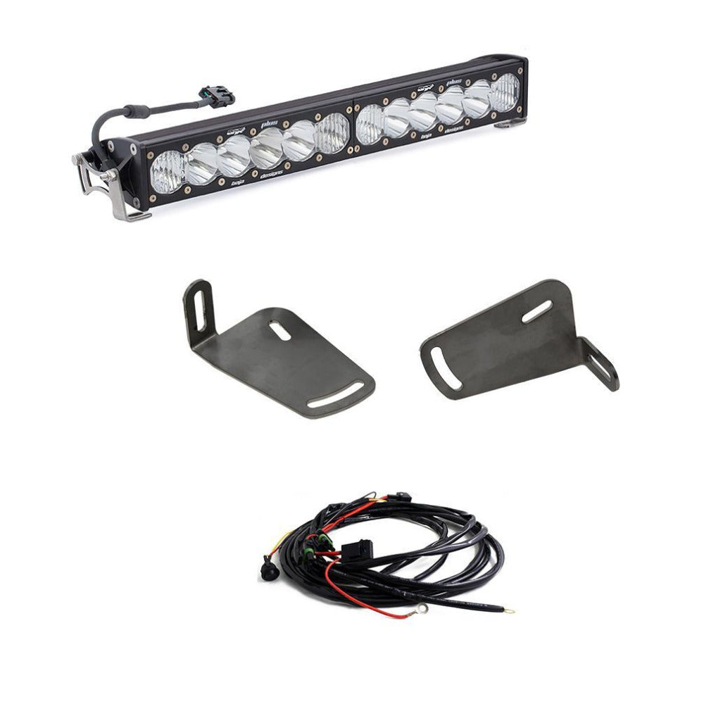 '19-22 Ram 1500 Rebel/TRX 20" Light Bar Bumper Kit Lighting Baja Designs 20" OnX6+ Series Display of Included Parts