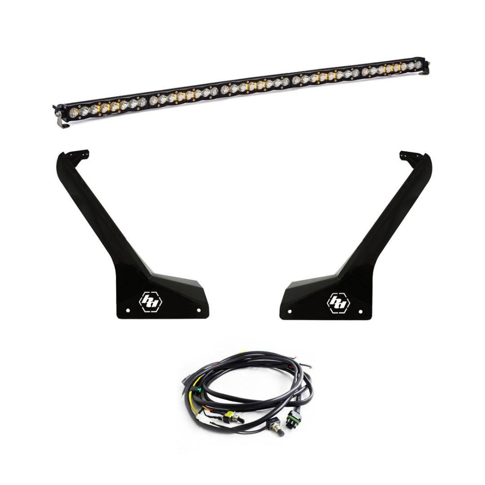 '20-22  Jeep JT Gladiator 50" S8 Roof Bar Kit Lighting Baja Designs Display of Included Parts 