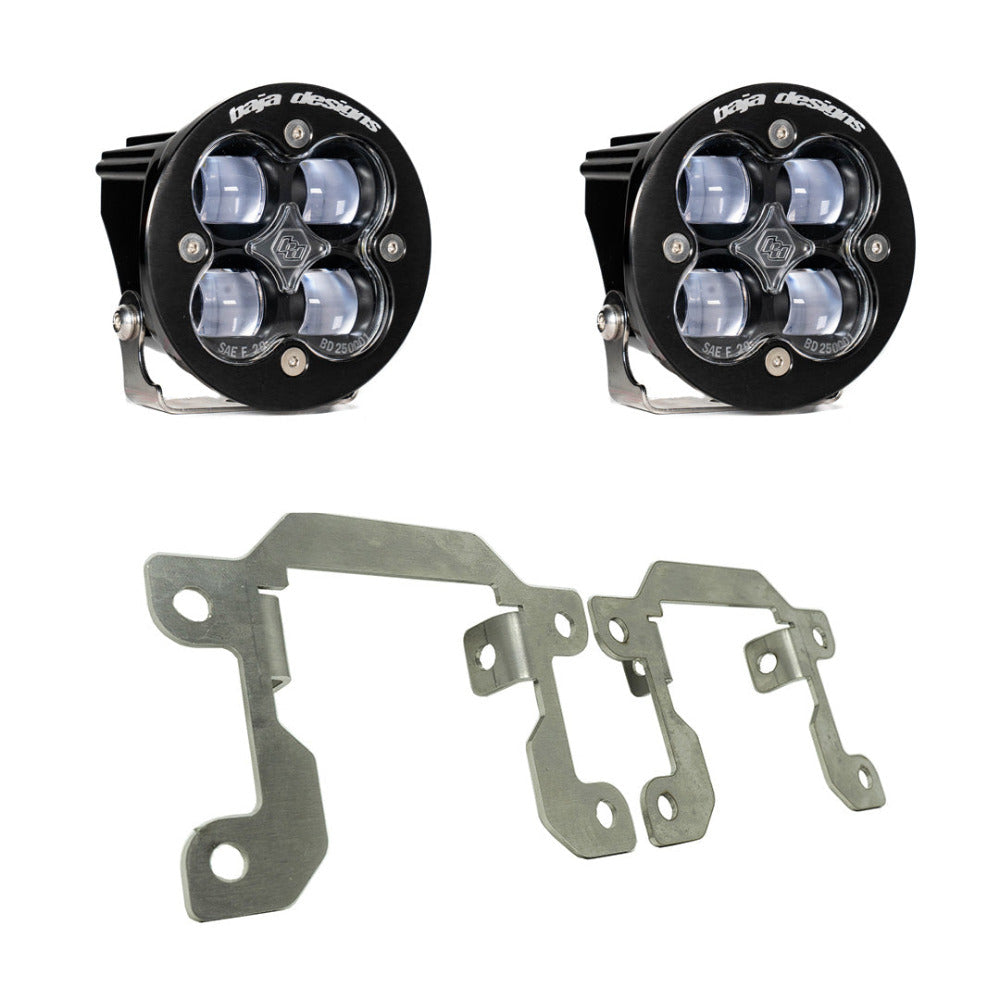 '21-23 Ford Bronco Baja Designs SAE Fog Light Kit w/ OE Plastic Bumper Display of Included Parts