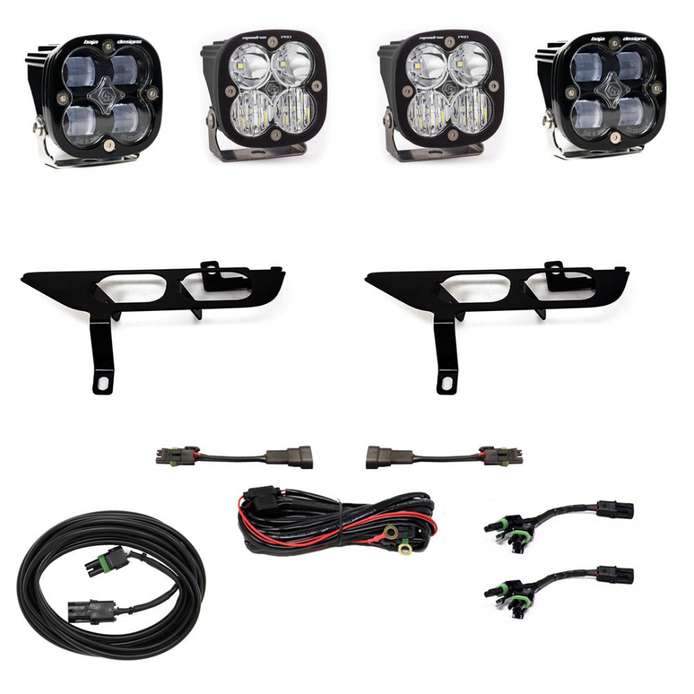 '21-22 Ford F150 Baja Designs Squadron Sport Fog Light Pocket Kit Lighting Baja Designs Display of Included Parts 