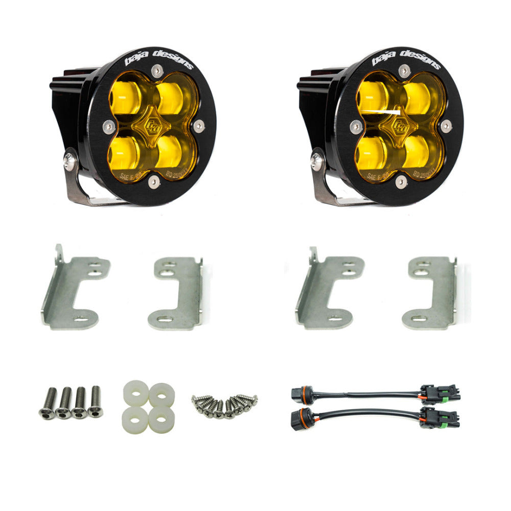 '07-17 Jeep JK SAE Fog Light Kit Baja Design amber Display of Included Parts 