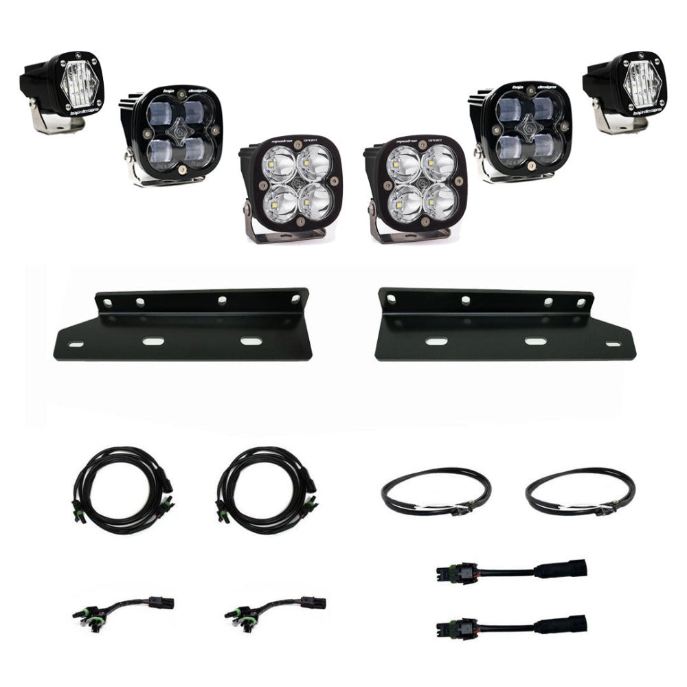 '21-22 Ford Raptor Baja Designs SAE Fog Light Pocket Kit Display of Included Parts