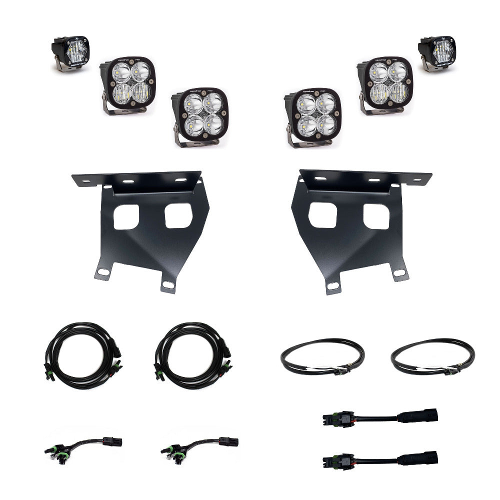 '21-22 Ford Raptor Baja Designs "PRO" Fog Light Pocket Kit Display of Included Parts