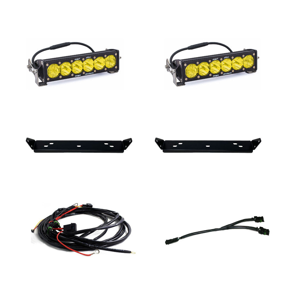 '21-22 Ford Raptor Baja Designs OnX6+ Light Bar Behind the Grille Kit  Display of Included Parts