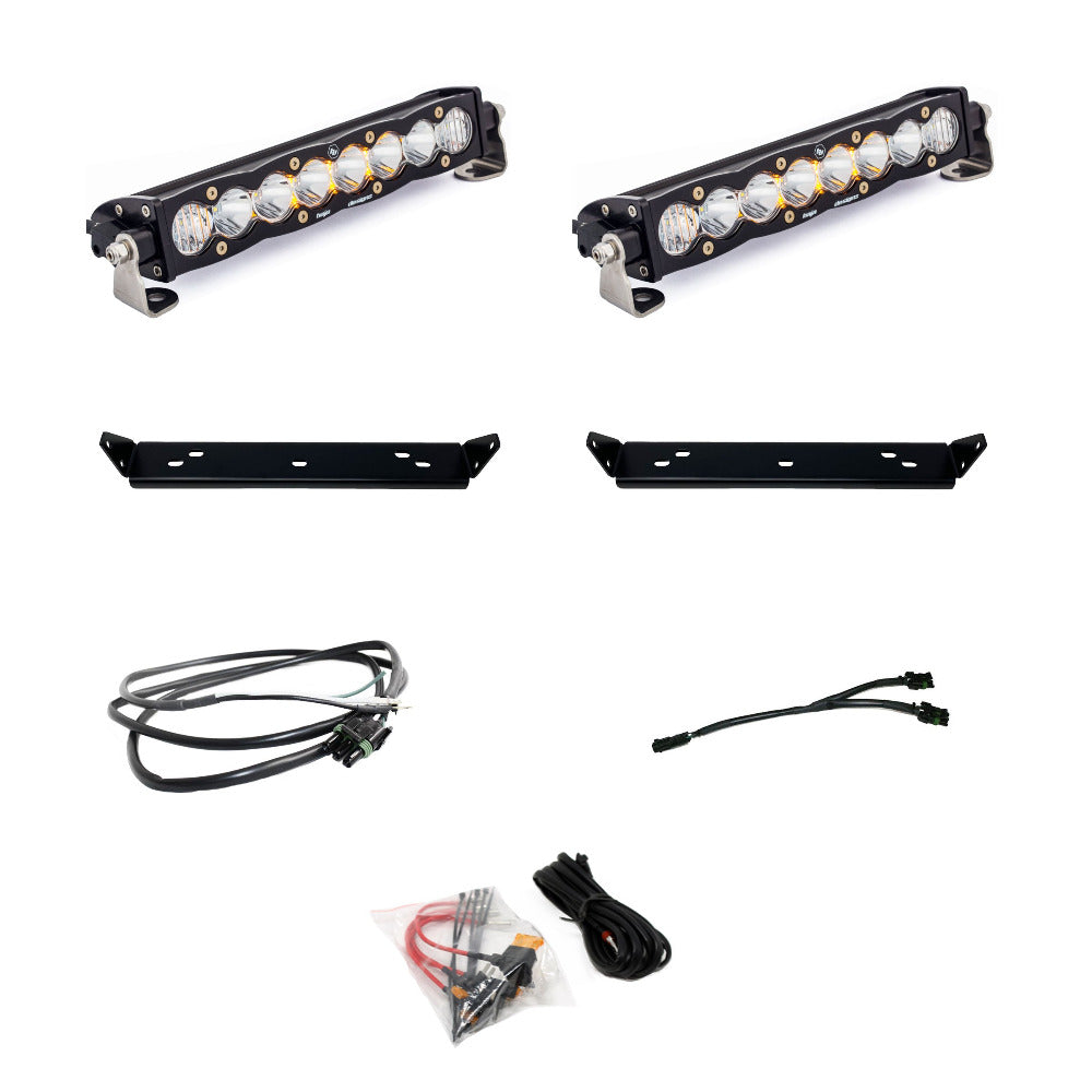 21-22 Ford Raptor Baja Designs S8 Light Bar Behind the Grille Kit Display of Included Parts