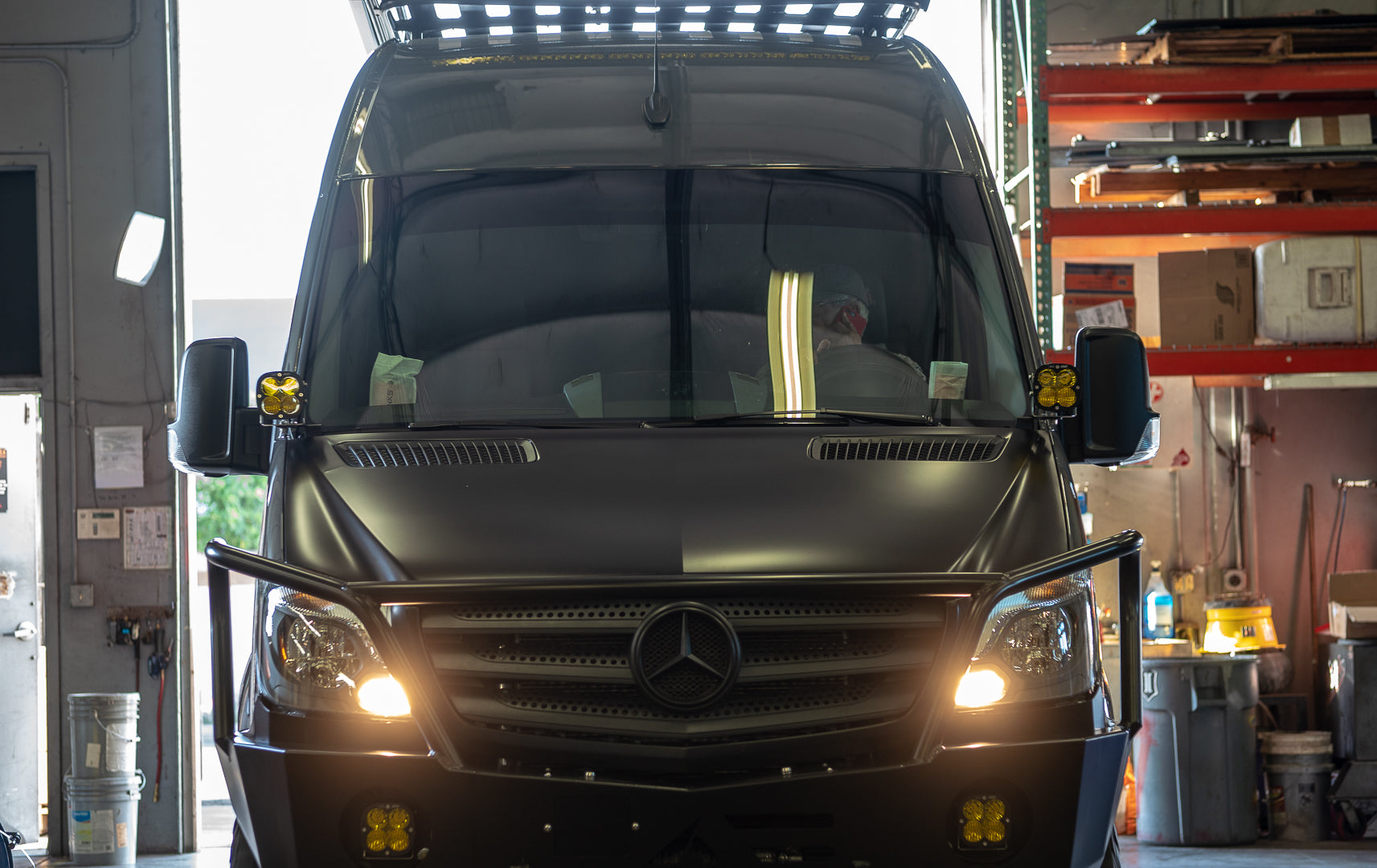 '07-18 Mercedes Sprinter Van SDHQ Built A-Pillar Light Mounts (front view)