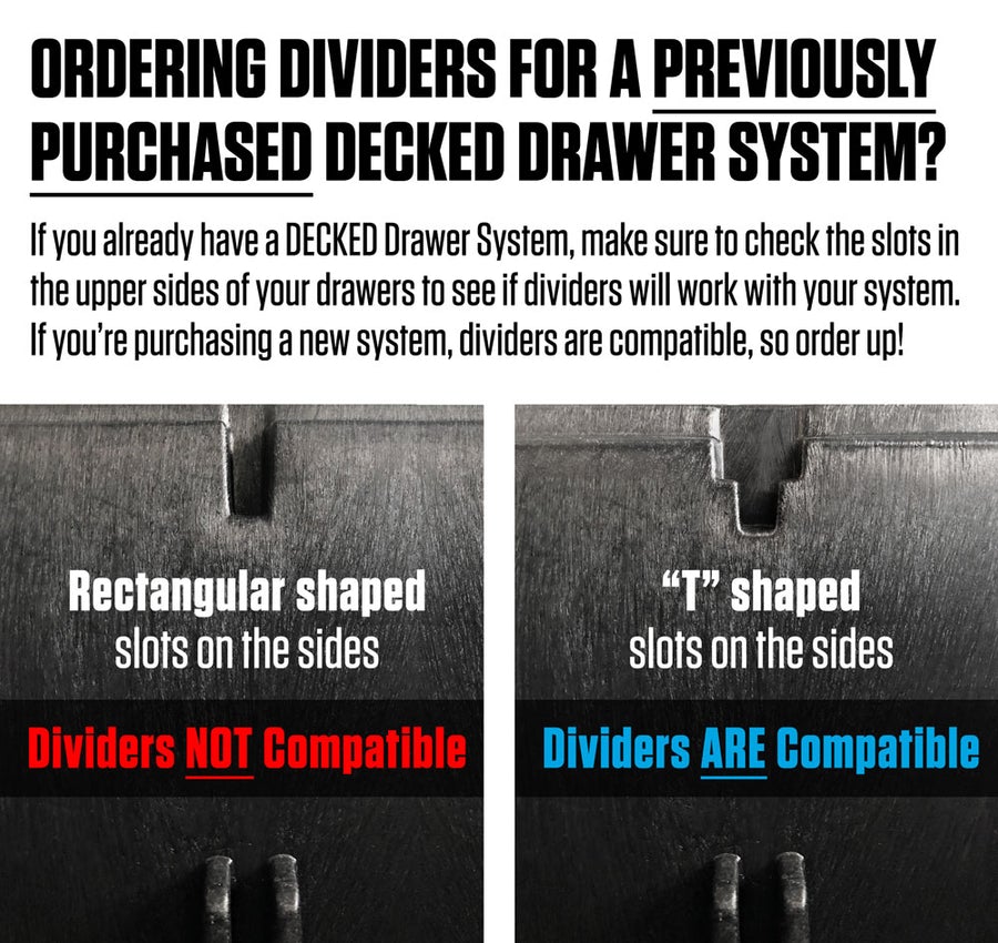 Decked Drawer Dividers - Full Size Truck Compatibility Example 