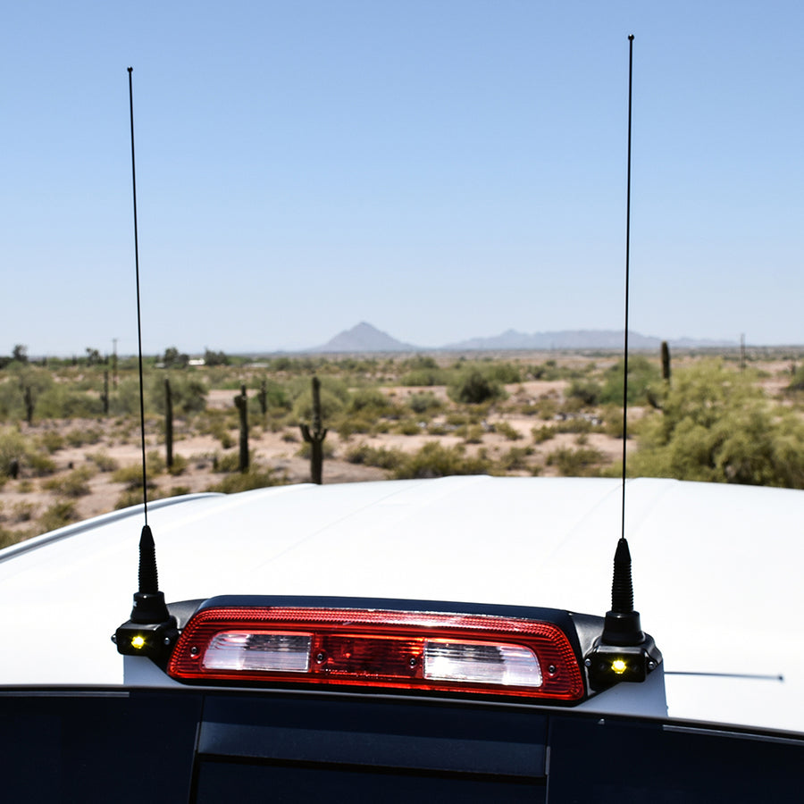 '08-21 Toyota Tundra 3rd Brake Light Antenna Mount w/ Baja Designs LED's Display on Vehicle 