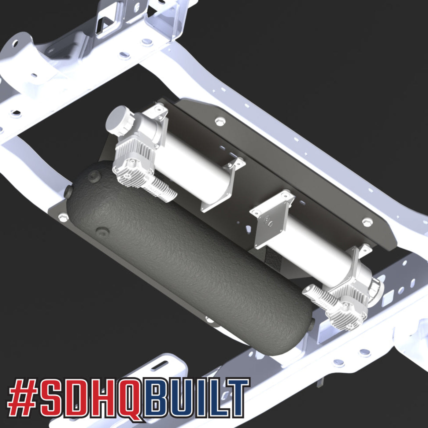 '17-24 Ford Super Duty F-250/F-350 SDHQ Built Under Bed Air Compressor Mount installed design