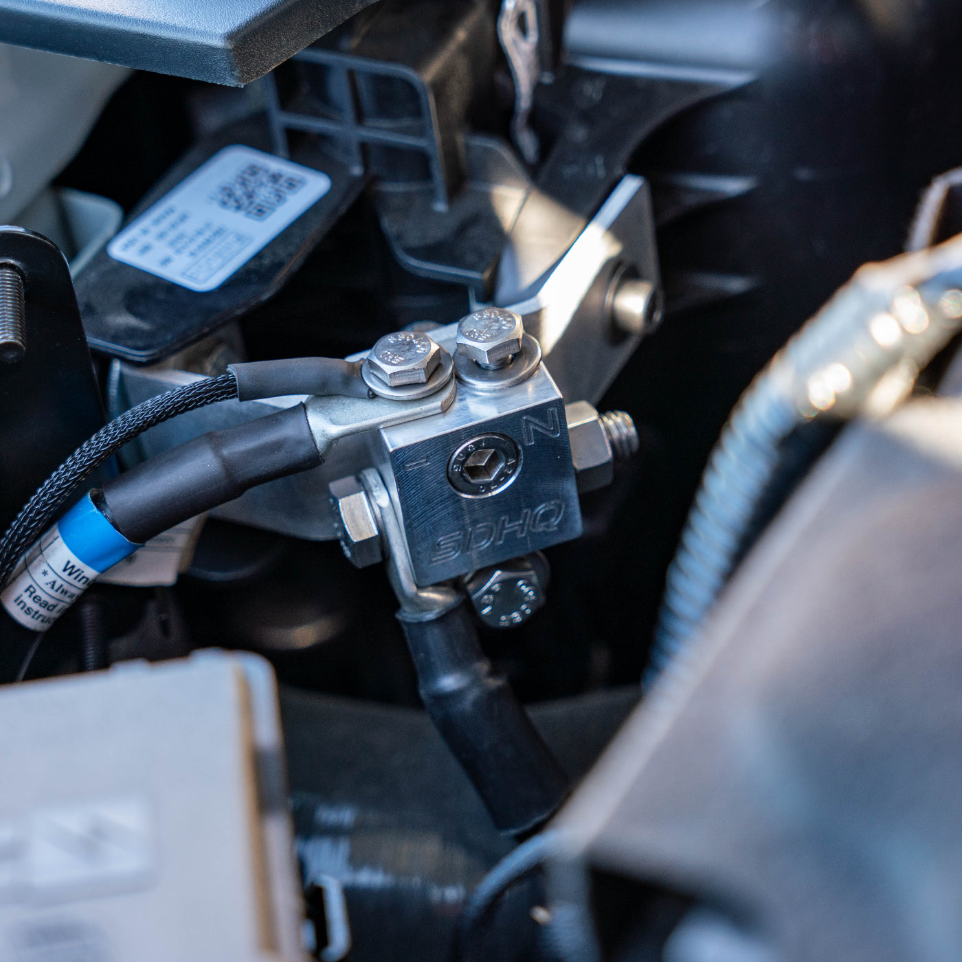 '19-23 SDHQ Built Ford Ranger Billet Battery Terminal and Distribution Kit installed 