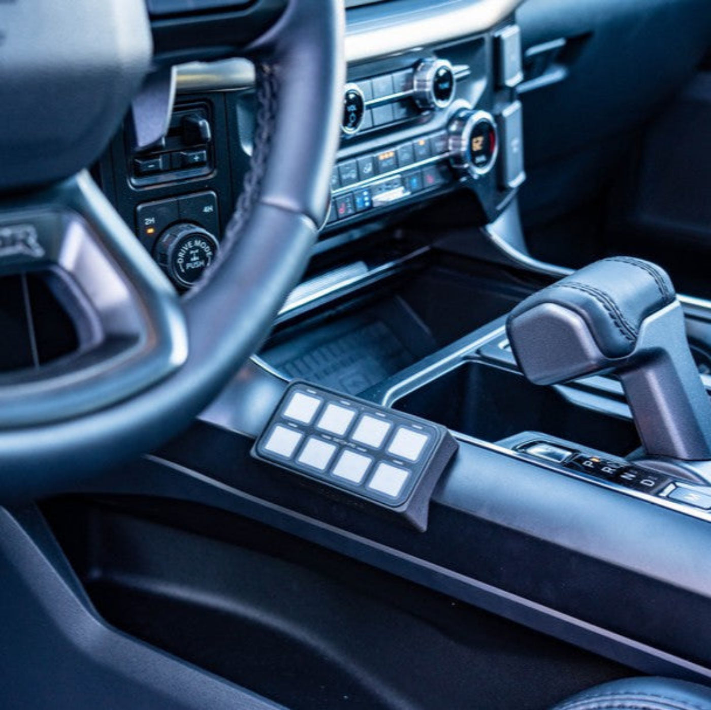 '21-24 Ford Raptor SDHQ Built Switch-Pros SP-9100 Flow Through Center Console Keypad Mount installed 