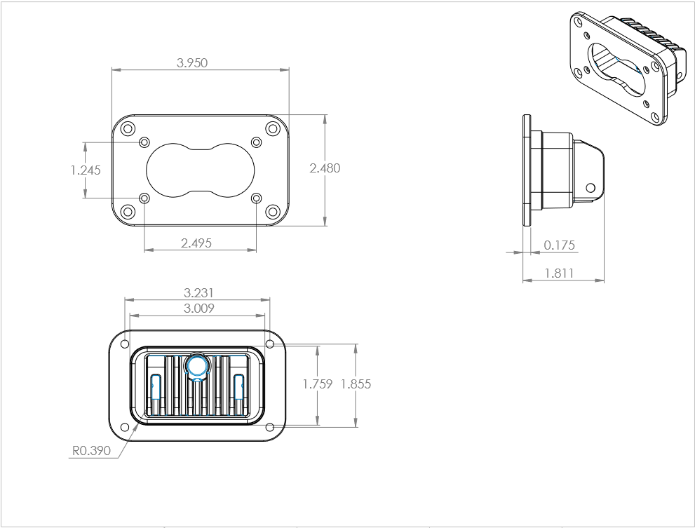 Baja Designs S2 Sport Flush Mount LED Light (Clear Lens) diagram of Measurements 