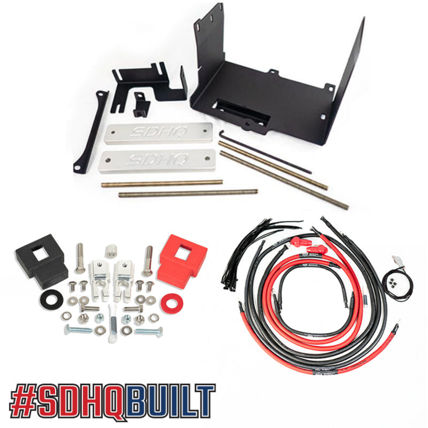 '16-23 Toyota Tacoma SDHQ Built "Build your Own" Dual Battery Kit display of included components