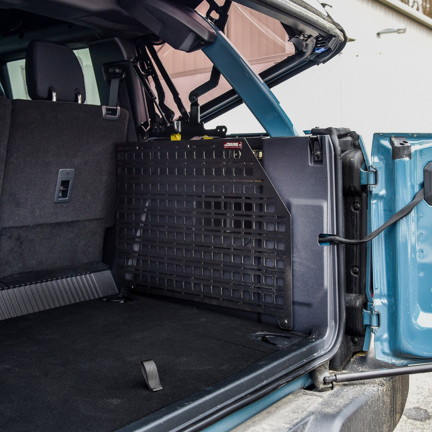 '21-24 Ford Bronco 4-Door Builtright Industries Molle Compatible Cargo Panel-Full Kit Display in Vehicle 