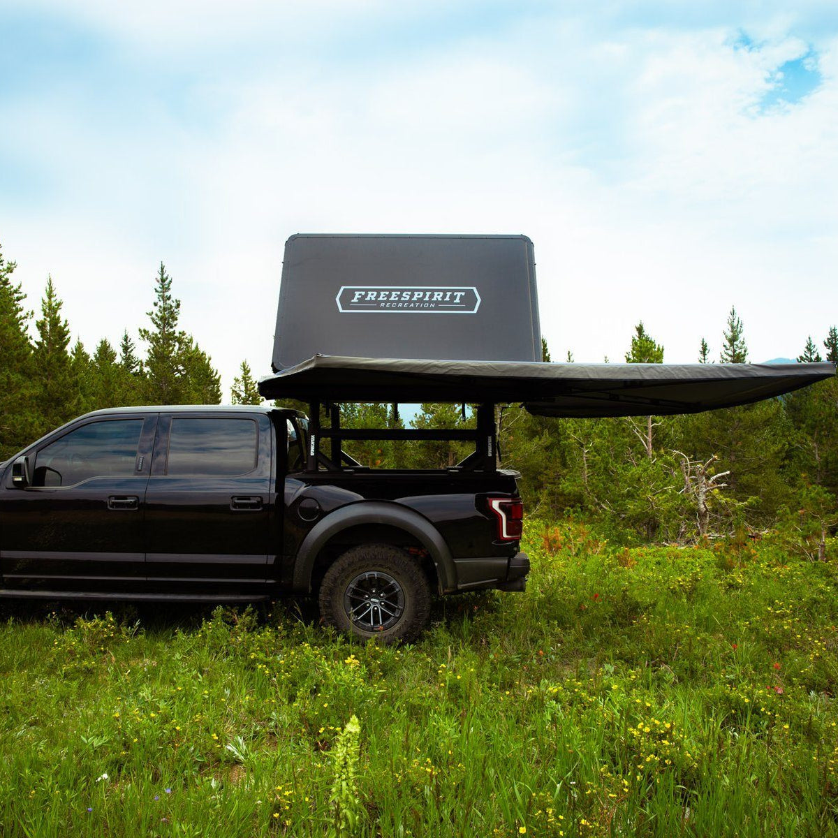 Freespirit Recreation Odyssey Series Hard Top 55" Roof Top Tent w/ Black Top Display on Vehicle