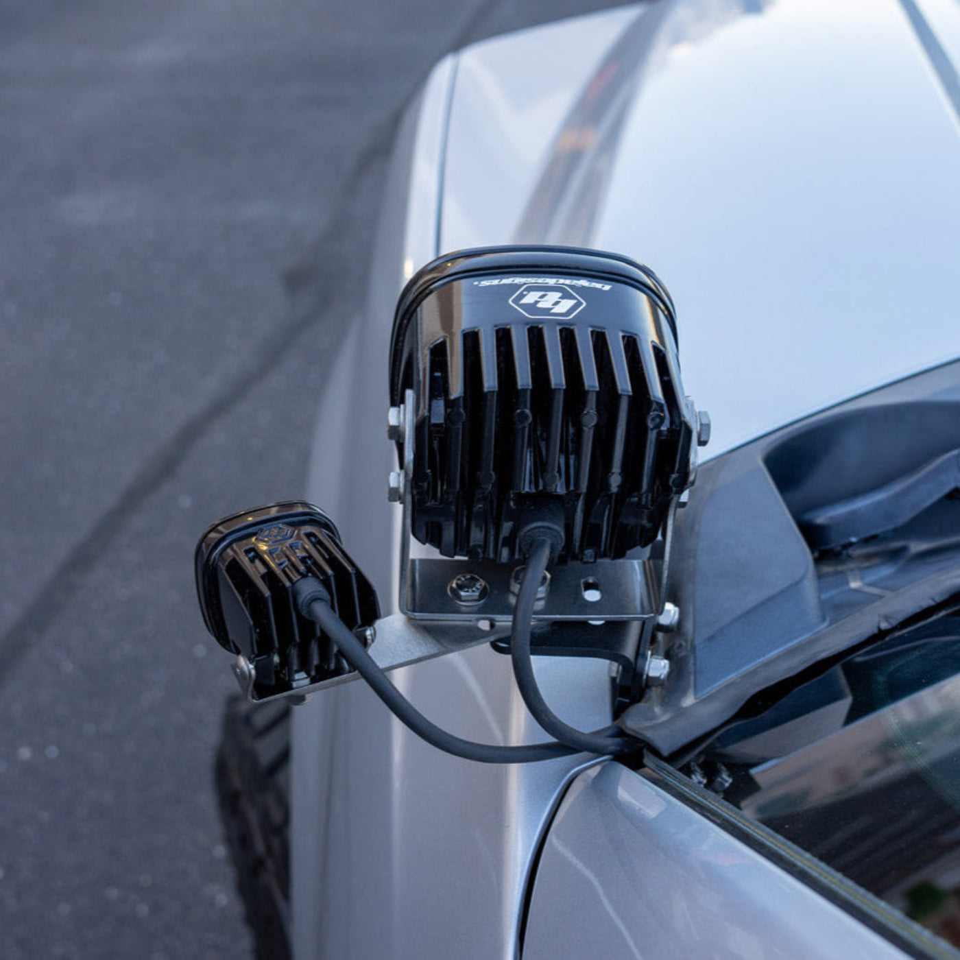 SDHQ Built A-Pillar Add A Light Mount Kit for Baja Designs XL Series Lights installed 