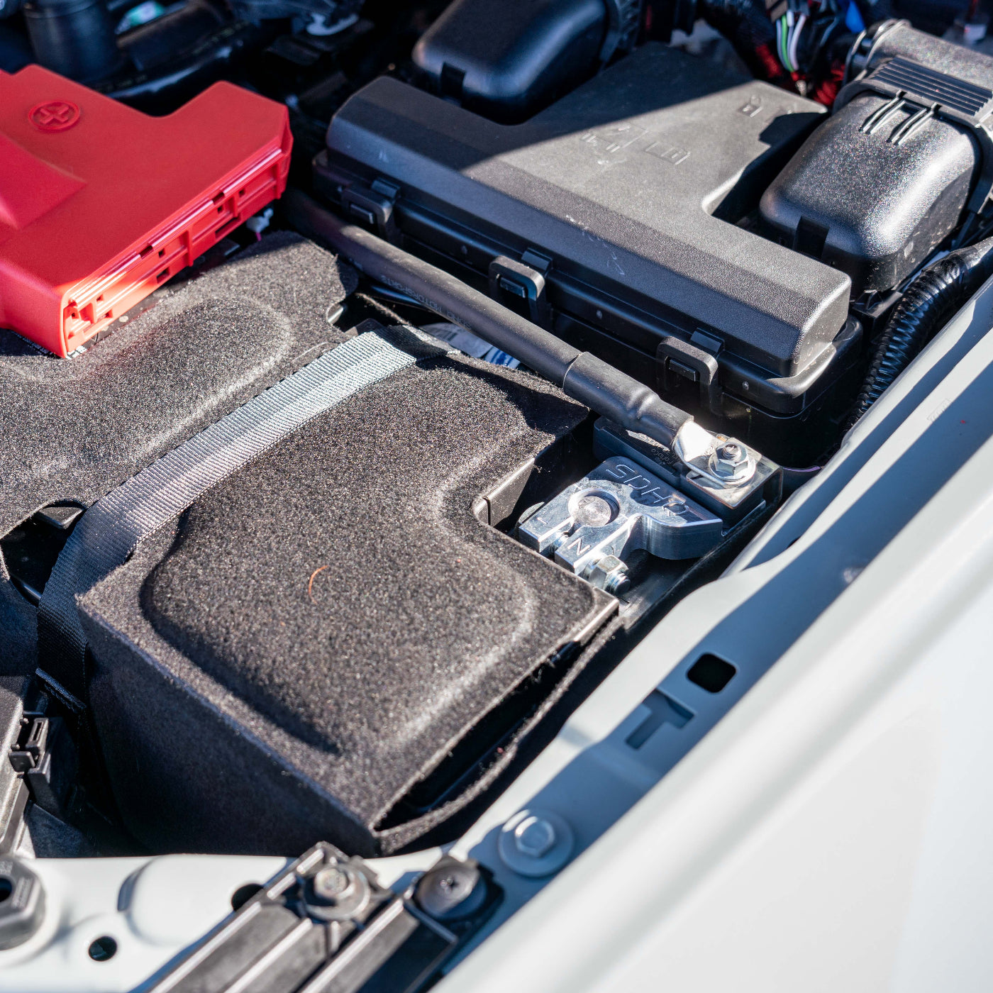 '19-23 SDHQ Built Ford Ranger Billet Battery Terminal and Distribution Kit installed 