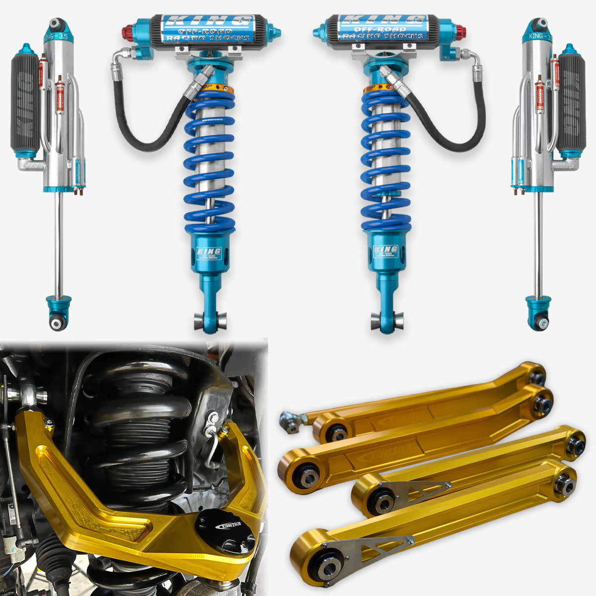 '21-23 Ram TRX King 3.0 RR Front Coilovers & 3.5 4-Tube BP Rear Shocks w/ Kibbetech UCA parts