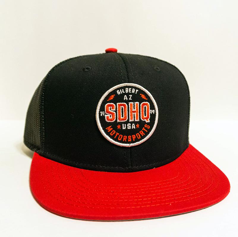 SDHQ Motorsports Black & Red Trucker Style Snapback Hat Apparel SDHQ Off Road