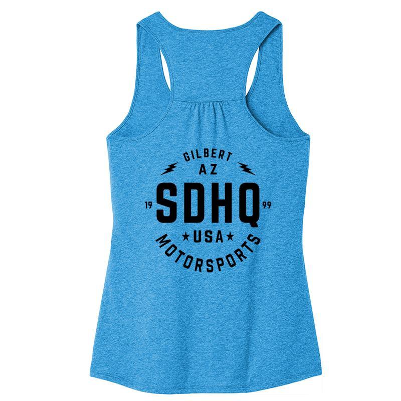 SDHQ Motorsports Gathered Back Womens Tank-Bright Turquoise Apparel SDHQ Off Road 