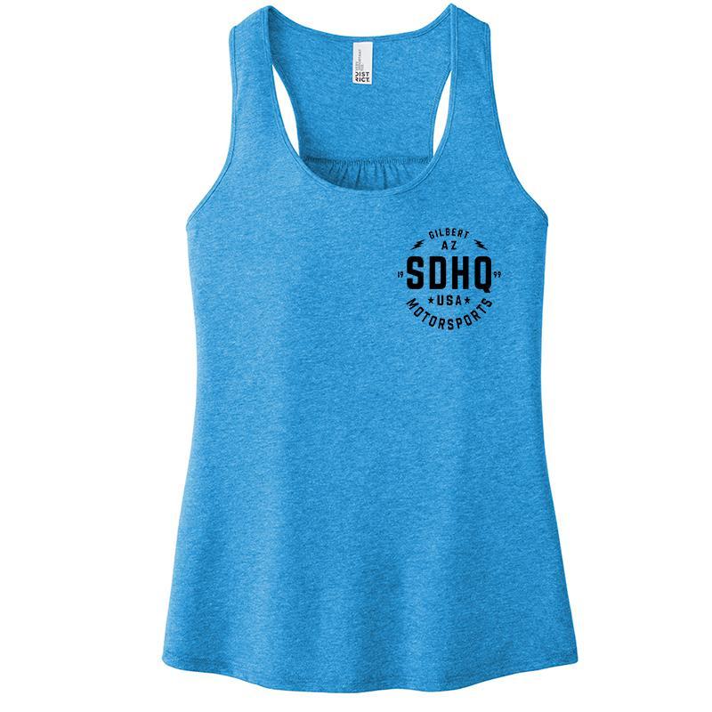 SDHQ Motorsports Gathered Back Womens Tank-Bright Turquoise Apparel SDHQ Off Road 